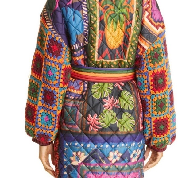 Patchwork tapestry crochet puffer jacket - Picture 3 of 7